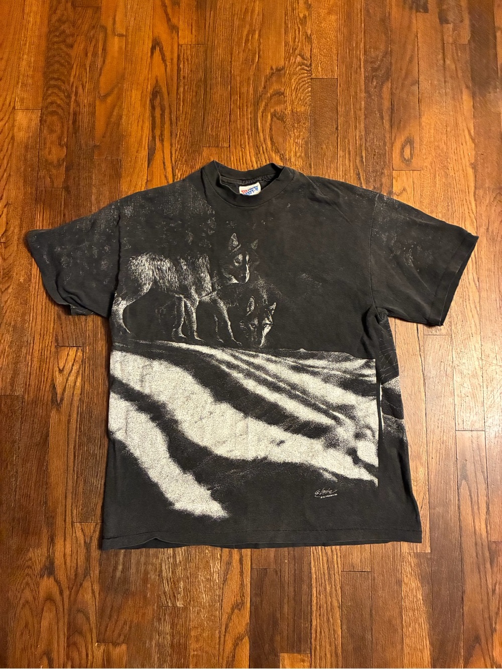 Vintage harlequin wolf single stitch tshirt size large